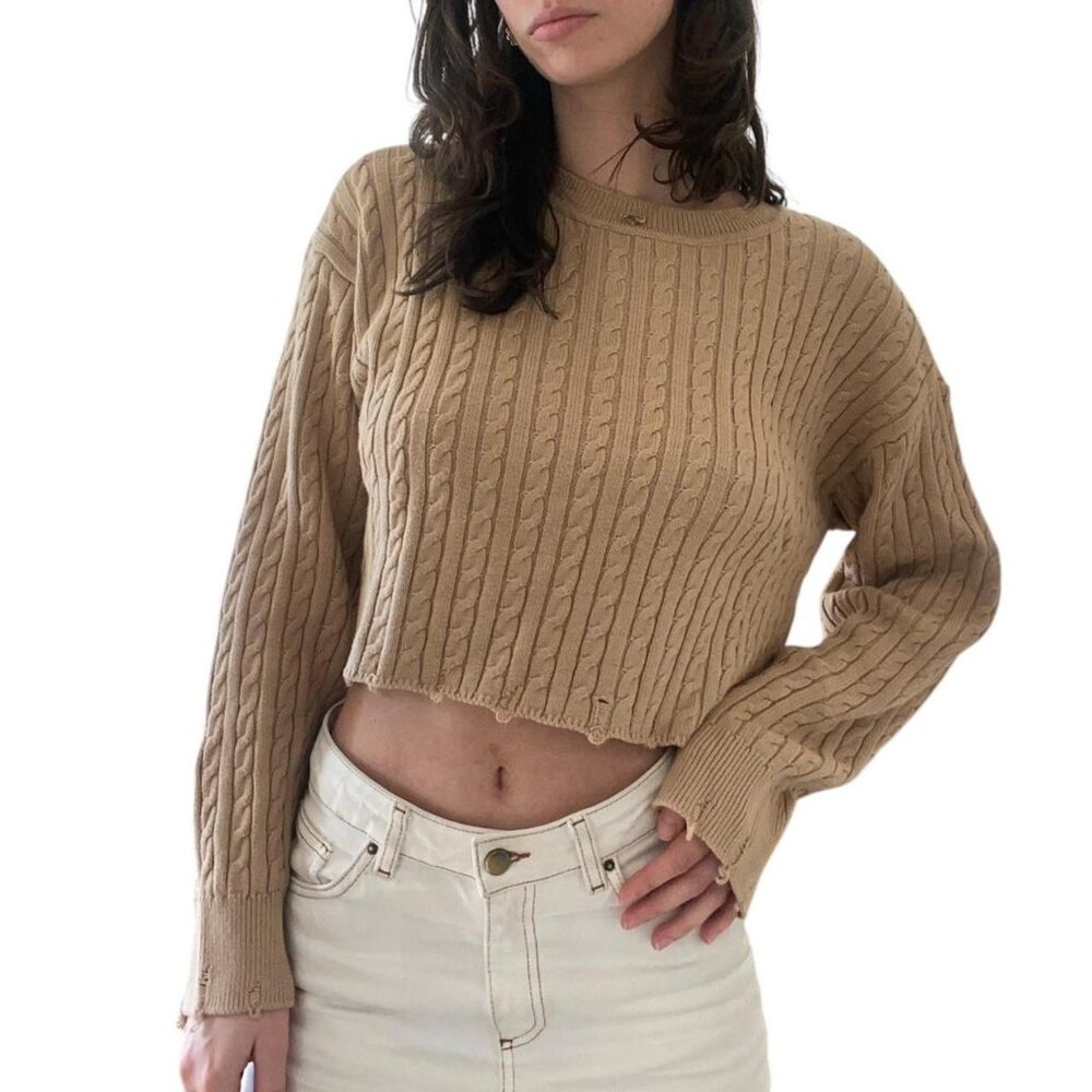 Cropped beige sweater, size s
